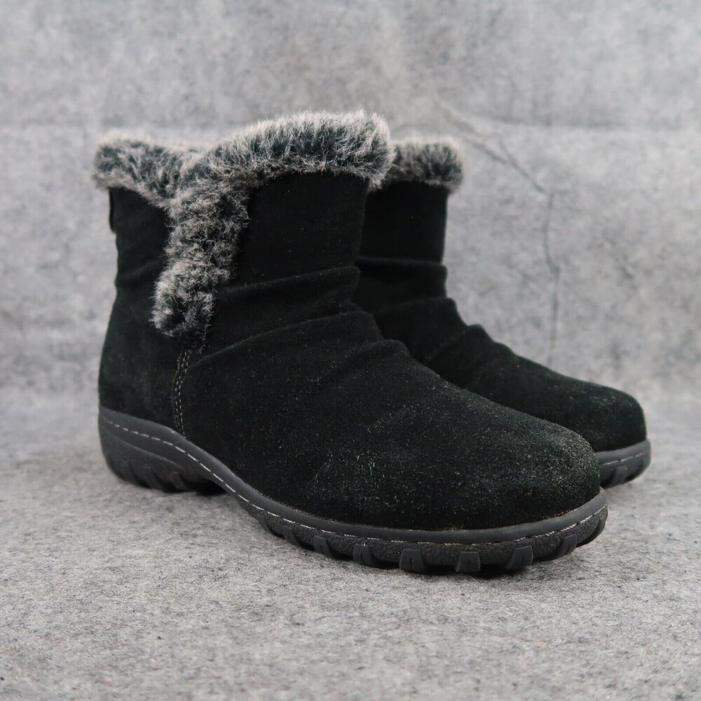 Khombu Shoes Womens 8 Boots Winter Leather Faux Fur Lisa Classic Comfort Black